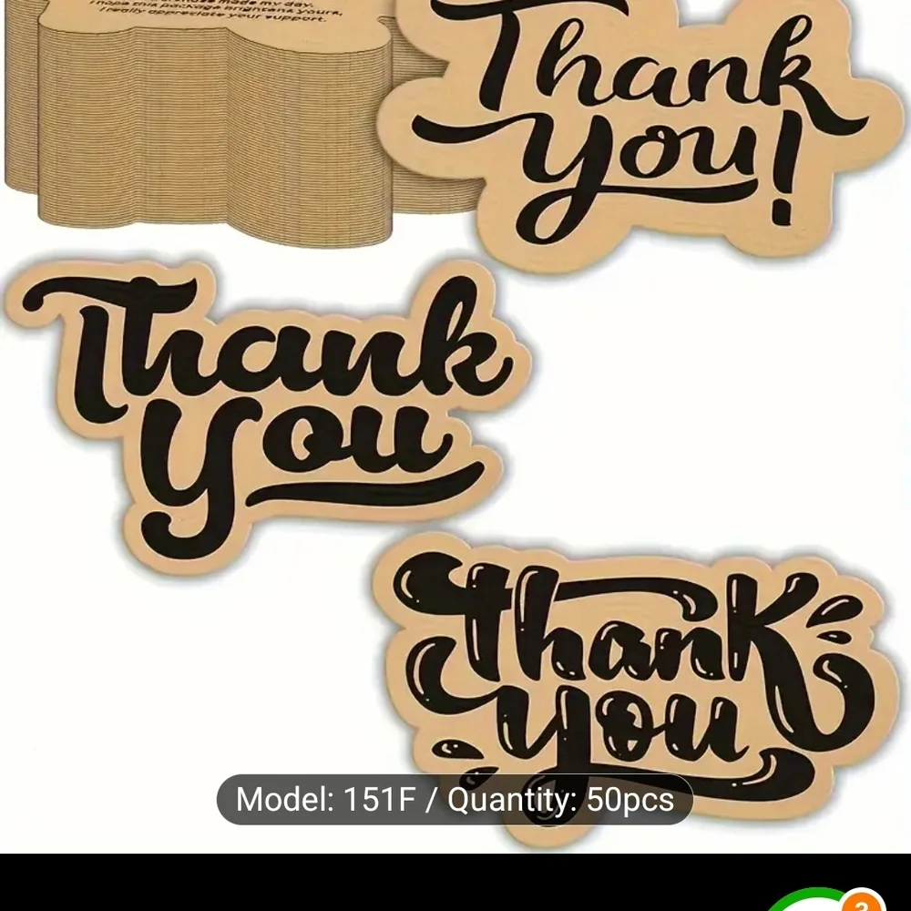 50 Thank You Sticker - Black and Tan